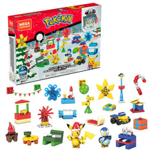 Carica l'immagine nel visualizzatore di Gallery, MEGA Pokémon - Calendario dell'Avvento, 24 sorprese natalizie a tema Pokémon da scoprire, include 2 Pokémon snodati da costruire, Pikachu e Piplup, giocattolo per bambini, 6+ anni, GYG99