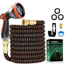 Carica l'immagine nel visualizzatore di Gallery, Tubo Flessibile da Giardino 15.24m/50ft Tubo Estensibile da Giardino con 10 Ugelli di Spruzzo Connettore in Ottone Tessuto di 3450D Tubo Acqua Giardino con Anima in Lattice a 3 Strati