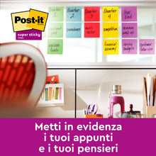 Carica l'immagine nel visualizzatore di Gallery, Post-it Foglietti Super Sticky, 6 Blocchetti (540 Fogli), 76 mm x 76 mm