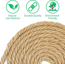 Carica l'immagine nel visualizzatore di Gallery, Corda in Juta Naturale Spessa 14 mm per Decorazioni e Fai da Te, 15M Corda di Canapa Resistente, Spago di Iuta Naturale 