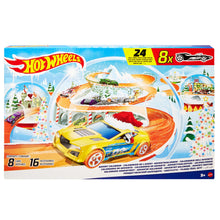 Carica l'immagine nel visualizzatore di Gallery, Hot Wheels - Calendario dell'Avvento 2024, 24 finestrelle numerate con sorprese e Tappetino di Gioco, 8 macchinine e 16 Accessori a Tema Invernale, Giocattolo per Bambini, 3+ Anni, HTG00