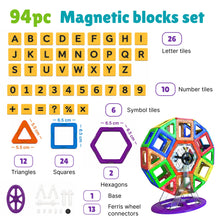 Carica l'immagine nel visualizzatore di Gallery, Desire Deluxe 94 PEZZI Costruzioni Magnetiche per Bambini Gioco Educativo e Creativo per Bimbi da 3 Anni Plastica ABS Al