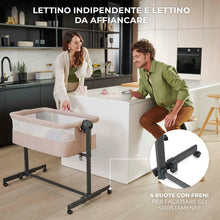 Carica l'immagine nel visualizzatore di Gallery, Kinderkraft NESTEE UP 2 Culla da affiancare, Lettino Co-Sleeping, 5 livelli di regolazione dell’altezza, 4 ruote per poterlo, Facile da Montare, Accessori materasso, Morbido materiale, Grigio Claro