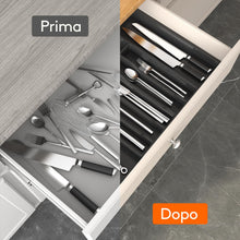Carica l'immagine nel visualizzatore di Gallery, Portaposate da Cassetti, Organizer Regolabile per Posate, Lifewit Porta Utensili da Cucina, Profondità 42,4 cm, Grande Accessori per Set Mestoli, Divisori da Plastica per Forchette e Coltelli, Nero