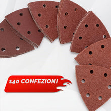 Carica l'immagine nel visualizzatore di Gallery, SHALL 140 pezzi di carta vetrata triangolare, 93 x 93 x 93 mm, carta vetrata triangolare con a 6 fori, 7 grane: 40/60/80