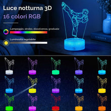 Carica l'immagine nel visualizzatore di Gallery, Luce notturna per karate, regali per karate, lampada a illusione 3D di Taekwondo con 16 colori cangianti, telecomando e 