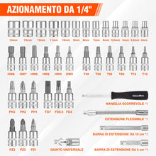 Carica l'immagine nel visualizzatore di Gallery, ValueMax Set di 46 Chiavi a Bussola Cr-V, Chiavi a Cricchetto da 1/4", Cassetta degli Attrezzi, Chiavi a Cricchetto con 