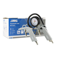 Carica l'immagine nel visualizzatore di Gallery, ABAC Kit Accessori per Compressore 6 Pezzi G-813, Inclusi Gonfiagomme con Manometro, Pistola di Soffiaggio, Tubo a Spira