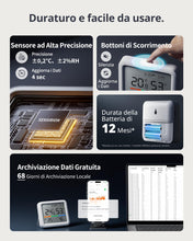 Carica l'immagine nel visualizzatore di Gallery, SwitchBot Termometro e Igrometro, Monitor Temperatura/Umidità con Data e Previsione del Tempo, Raggio Bluetooth di 120m,