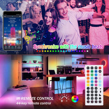 Carica l'immagine nel visualizzatore di Gallery, Striscia LED 5M Bluetooth, ALED LIGHT Strisce Luci Led RGB 5050 SMD con DC 12V Alimentatore e 44 Tasti Telecomando e Ric