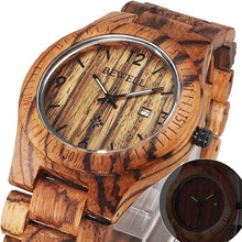 Carica l'immagine nel visualizzatore di Gallery, Alienwork Bewell Orologio Uomo Donna Eco Legno Naturale Zebrano