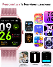 Carica l'immagine nel visualizzatore di Gallery, Popglory Smartwatch Uomo Donna, 1.85" Orologio Chiamate, Assistente AI, 100+ modalità Sportive Fitness Watch, Frequenza 