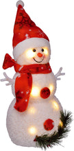 Carica l'immagine nel visualizzatore di Gallery, Bambelaa! Pupazzo di neve con luce LED, rosso, decorazione natalizia illuminato, 42 cm, funzionamento a batteria