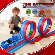 Carica l'immagine nel visualizzatore di Gallery, 6M Piste Macchinine Arrotolabile per Bambini 3 4 5 6 7 Anni, Giocattolo Circuito di Corse Flessibile e Portatile con 4 A