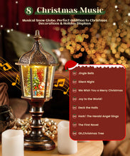 Carica l'immagine nel visualizzatore di Gallery, Auniq Lanterna di Natale a globo di neve con musica, Globo di Neve Natalizio Lanterna Retro Lampione Stradale LED Musicale Babbo Natale e Fiocco di Neve-Lampada di Natali, Luce notturna Natali Regalo