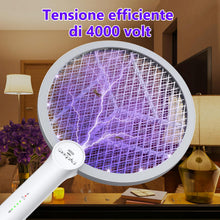 Carica l'immagine nel visualizzatore di Gallery, GooQand Racchetta Zanzare Elettrica 4000V, Ricaricabile USB C Racchetta Zanzare Elettric Anti Zanzare, Protezione dal Tatto, Antizanzare per Casa Campeggio Interni ed Esterni