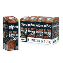 Carica l'immagine nel visualizzatore di Gallery, ALPRO PROTEIN 50g, Bevanda alla SOIA al gusto CIOCCOLATO, 100% vegetale con vitamine B2, B12 e D (8 confezioni x 1 Litro)