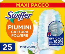 Carica l'immagine nel visualizzatore di Gallery, Swiffer Duster, Ricariche Piumini Catturapolvere, 25 Panni, Giga Pack