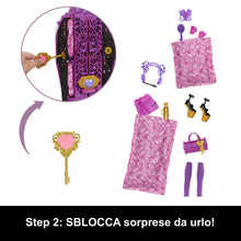 Carica l'immagine nel visualizzatore di Gallery, Monster High - Segreti da Brivido Clawdeen Wolf Misteri Mostruosi, set con bambola e guardaroba, 19 soprese e capi d'abbigliamento inclusi, giocattolo per bambini, 4+ anni, HXH85