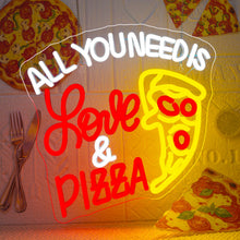 Carica l'immagine nel visualizzatore di Gallery, All You Need Is Love &amp; Pizza Insegna Led Pizza Lampada Neon USB Dimmerabile Insegna al Neon Decorazione Letter Insegne L