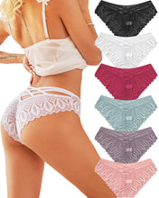 Carica l'immagine nel visualizzatore di Gallery, ALL OF ME Mutande Donna Brasiliano Slip Donna Pizzo Sexy Culotte Donna Lace Intimo Seducente Set Trasparente Vita Bassa Underwear Pacco da 6,M