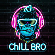 Carica l'immagine nel visualizzatore di Gallery, Chill Bro Gaming Headset Neon Cartello Per Decorazione Da Parete, Cartello Neon Gorilla, Cartelli LED Gaming Zone Per Ca