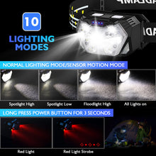 Carica l'immagine nel visualizzatore di Gallery, Torcia da Testa 9 Led 2 Pezzi, 2000 Lumens Lampada Frontale