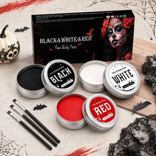 Carica l'immagine nel visualizzatore di Gallery, Trucchi Halloween Trucco Bianco Nero Rosso per Viso e Corpo 90g
