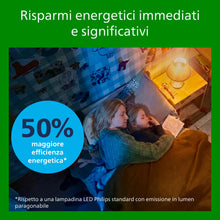 Carica l'immagine nel visualizzatore di Gallery, Philips Classic ultra-efficient LED bulb with energy efficiency class A, replaces 60W, E27 base, clear, warm white light