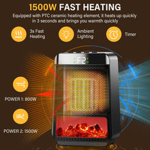 Carica l'immagine nel visualizzatore di Gallery, Anluomania Termoventilatore, 800W/1500W Stufetta Elettrica Basso Consumo, Stufa Elettrica Ceramica, 1/2/4/8H Timer, Display LED, Protezione da Surriscaldamento e Ribaltamento, Per Desktop Ufficio