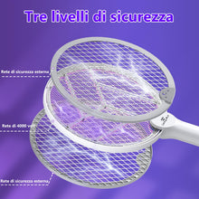 Carica l'immagine nel visualizzatore di Gallery, GooQand Racchetta Zanzare Elettrica 4000V, Ricaricabile USB C Racchetta Zanzare Elettric Anti Zanzare, Protezione dal Tatto, Antizanzare per Casa Campeggio Interni ed Esterni