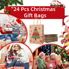 Carica l'immagine nel visualizzatore di Gallery, SENTAIMAO 24 sacchetti regalo natalizi in carta kraft, con manico, per confezioni regalo di Natale, forniture per feste di Natale