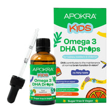 Carica l'immagine nel visualizzatore di Gallery, APOKRA Kids Omega 3 Gocce – DHA vegano da olio di alghe per lattanti e bambini dai 6 mesi – 250 mg DHA (dai 2 anni) – se