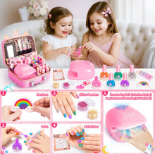 Carica l'immagine nel visualizzatore di Gallery, Hohosunlar Trucchi Bambina Set, 31 Pezzi Atossico e Lavabile Valigetta Trucchi Bambini, Atelier Unghie con Smalti e Macc