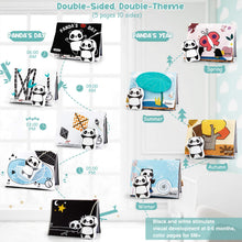 Carica l'immagine nel visualizzatore di Gallery, beiens Libri Tattile Sensoriali Stoffa Neonati, Giocattoli a Specchio per Bambini, Panda Giochi Montessori Neonato 0 3 6 12 Mesi, Tummy Time Libro sensoriale Bianco e Nero Passeggino Educativi Regali