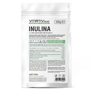 VITATIV Inulina da Cicoria in Polvere Pura 500g | Fibra Vegetale Prebiotica da Radici di Cicoria | ALTA QUALITA