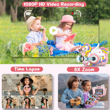 Carica l&#39;immagine nel visualizzatore di Gallery, Hangrui Macchina Fotografica Bambini, 2.0 Pollici Schermo 1080P HD Ricaricabile Fotocamera Digitale Bambini con Scheda 32GB,Regali Giocattolo di Natale &amp; Compleanno per Ragazze Ragazzi 3-10 Anni-Rosa