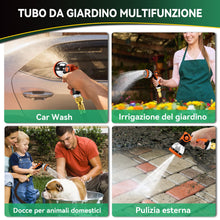 Carica l'immagine nel visualizzatore di Gallery, Tubo Flessibile da Giardino 15.24m/50ft Tubo Estensibile da Giardino con 10 Ugelli di Spruzzo Connettore in Ottone Tessuto di 3450D Tubo Acqua Giardino con Anima in Lattice a 3 Strati