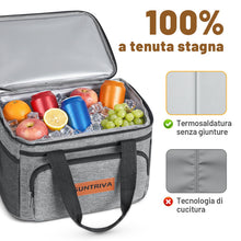 Carica l'immagine nel visualizzatore di Gallery, Borsa Frigo 12L con Tracolla,Piccola e Pieghevole,Impermeabile, Grigo