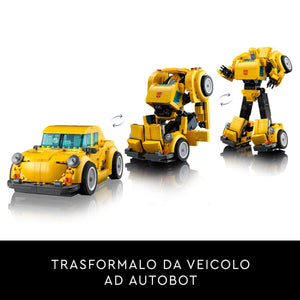 LEGO Icons Transformers Bumblebee Action Figure Robot da Collezione, Kit Modellismo da Costruire per Adulti a Tema Cinematografico Convertibile in Modalità Veicolo, Regalo per Uomo o Donna 10338
