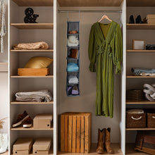 Carica l'immagine nel visualizzatore di Gallery, Relaxdays Organizer Armadio da Appendere Salvaspazio, 6 Ripiani, 92 x 15,5 x 30 cm, Porta Vestiti Interno, Grigio