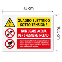 Carica l'immagine nel visualizzatore di Gallery, 2 Adesivi Quadro Elettrico Sotto Tensione | Dimensioni cm 15x10 | Segnaletica di Pericolo | Per Interno ed Esterno | In 
