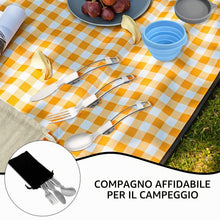Carica l'immagine nel visualizzatore di Gallery, Posate Pieghevoli 3 in 1 Acciaio Inossidabile, Portatili per Campeggio