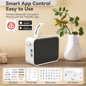 Pristar P15 Mini Etichettatrice Bluetooth - Portatile Stampante per etichette termica, Etichettatrice Etichette Adesive, Ricarica USB, Compatibile con i sistemi Android e iOS - Bianca