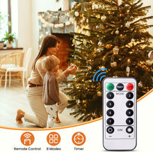 Carica l'immagine nel visualizzatore di Gallery, Luci Natale Esterno Batteria, 2*12M 120LED Luci Natale con Timer Dimmer, IP65 Impermeabile Luci Albero di Natale con Telecomando, 8 Modalità Luci Natalizie Led a Batteria per Interni, Feste, Balcone