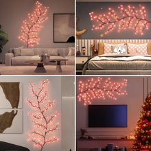 Carica l'immagine nel visualizzatore di Gallery, Luci a LED con rami di fiori di ciliegio - 180cm 96 LED decorazione da parete con fiori di ciliegio, catena luminosa in 
