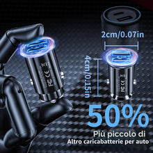 Carica l'immagine nel visualizzatore di Gallery, Adattatore Accendisigari USB, 24W/4.8A Caricatore USB Auto 2 Porte Presa 12-24V Accendisigari Carica Cellulare per iPhon