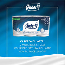 Carica l'immagine nel visualizzatore di Gallery, Tenderly Carezza di Latte, 6 Rotoli di Carta Igienica Morbidissima 2 Veli, Realizzata con Fibre 100% Naturali di Latte, Made in Italy