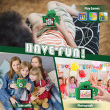 Carica l'immagine nel visualizzatore di Gallery, Macchina Fotografica Bambini Dinosauro, 2" 1080P Fotocamera Bambini, HD Selfie Fotocamera Per Bambini 32G, Regalo per bambino e bambina 3 4 5 6 7 8 9 10 11 12 Anni, Regali Giocattolo (Verde)
