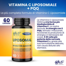 Carica l'immagine nel visualizzatore di Gallery, OVF Vitamina C Liposomiale 1000mg 60 Capsule Vegana Alto Dosaggio Formula con Vitamina C 1000mg + 5mg PQQ per Cps per Ma